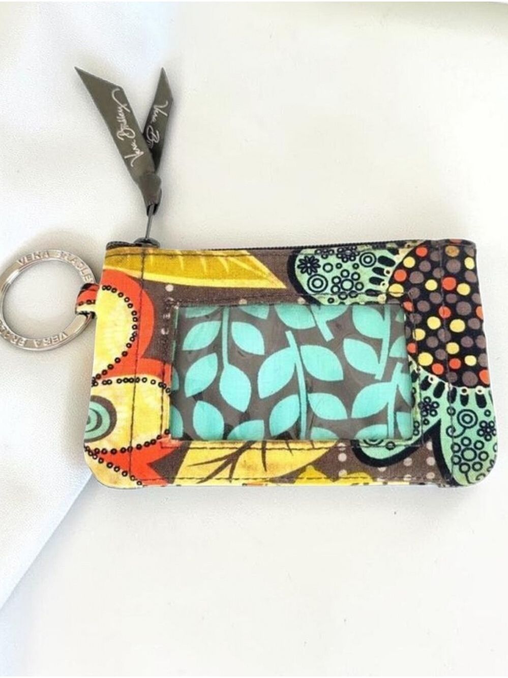 Vera Bradley Floral Zip ID and Coin Pouch with Key Ring